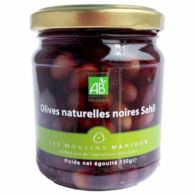 Olives Naturelles Noires Sahli BIO - Les Moulins Mahjoub   -130gr.