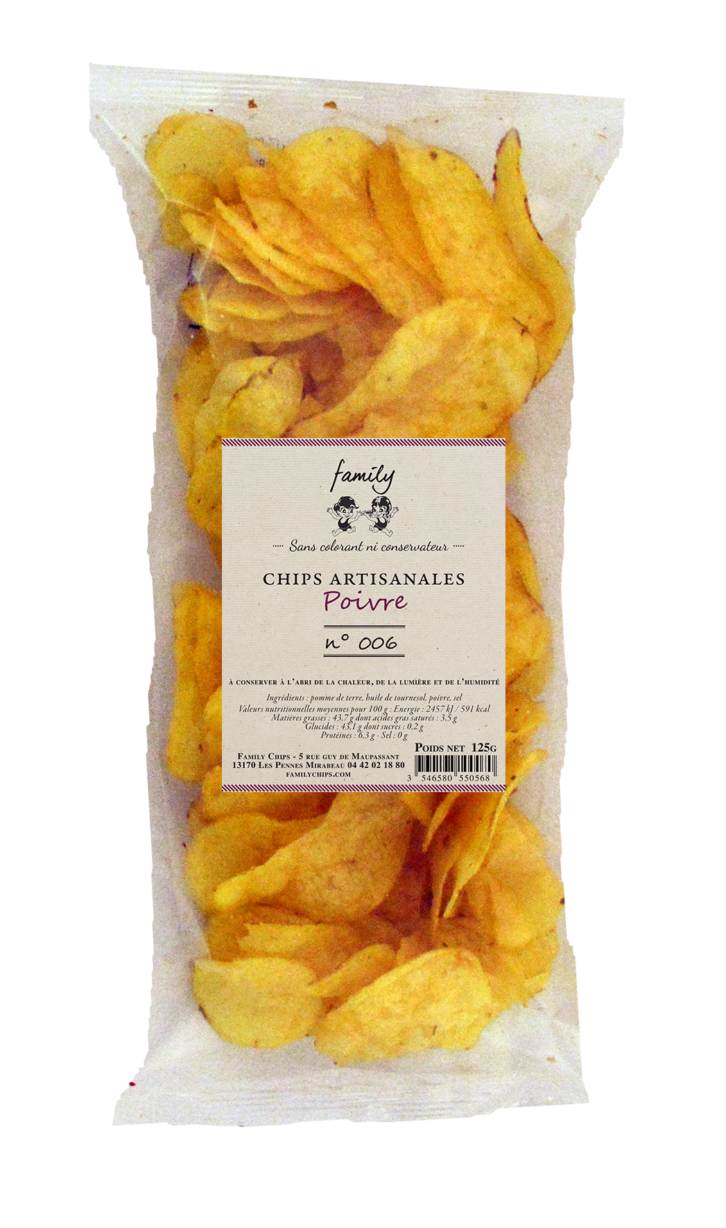 Chips Poivre - Family Chips   - 125 gr.