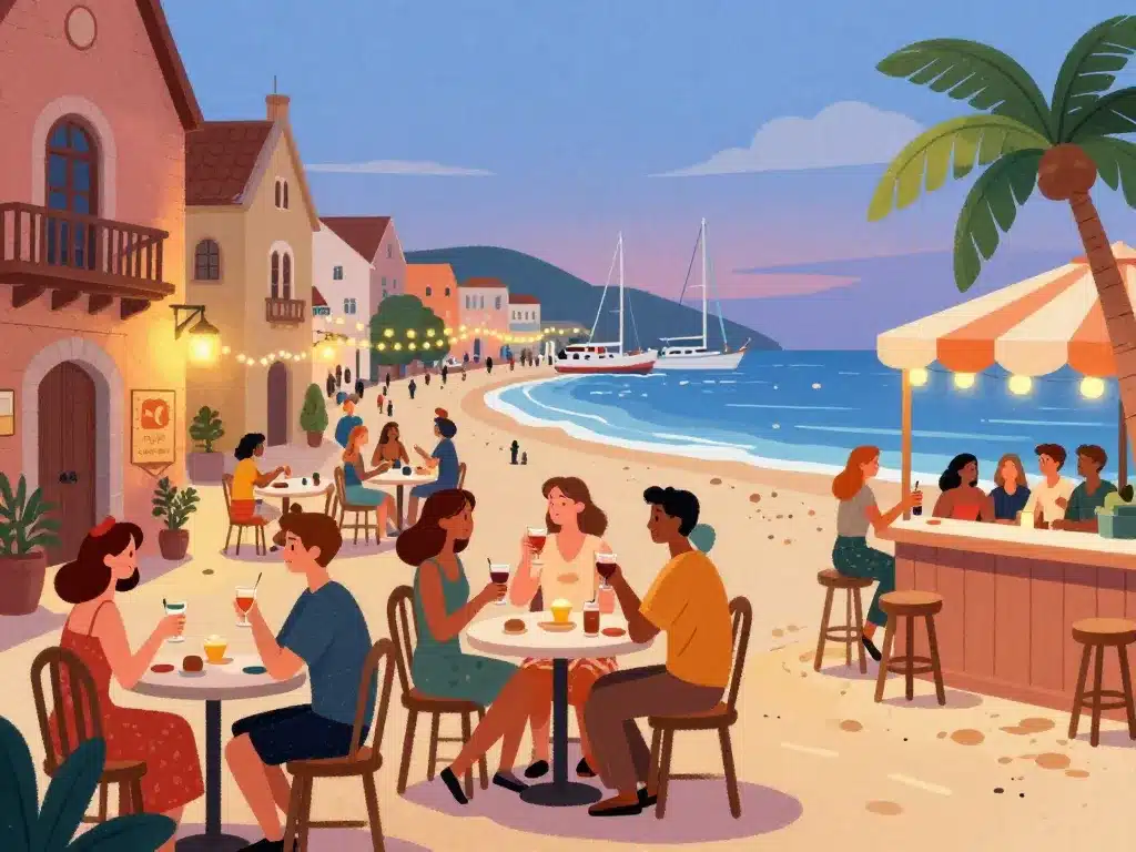 Différents quartiers bars Hyères centre port plage