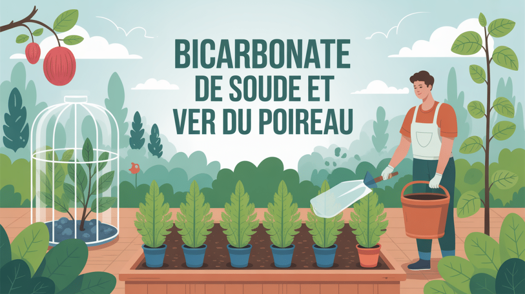 illustration bicarbonate de soude contre le ver du poireau dans un potager