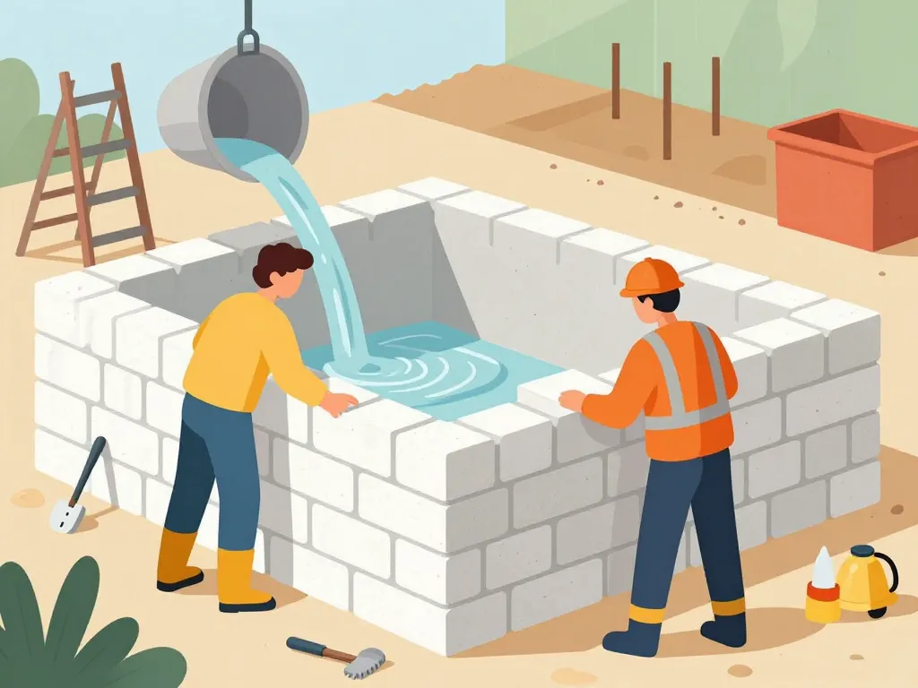 étapes montage bloc polystyrène piscine sécurité