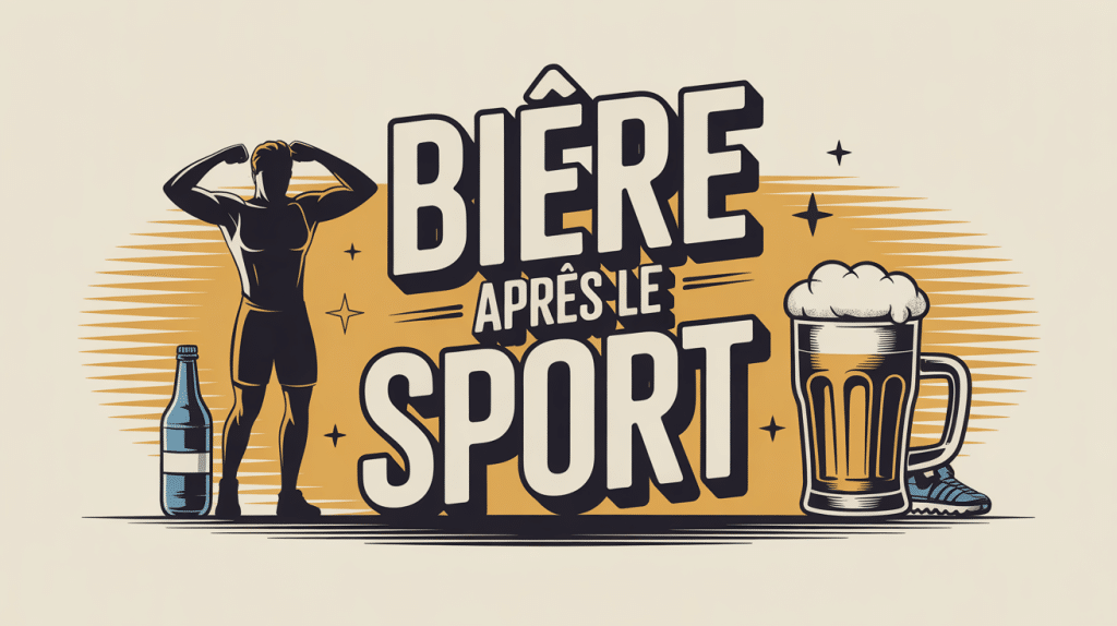 illustration boire une biere apres le sport avec sportif et chope