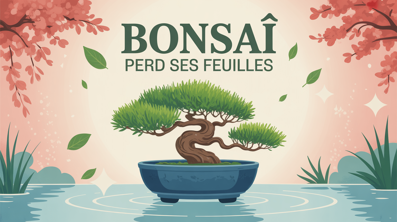bonsai perd ses feuilles illustration douce avec nouveaux bourgeons