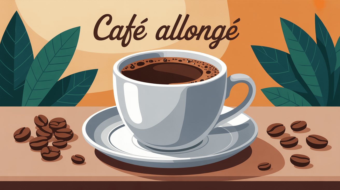 illustration cafe allonge grande tasse ambiance chaude
