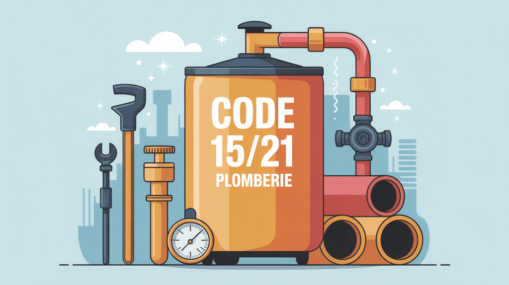 Visuel code 15/21 plomberie sur chaudière avec outils