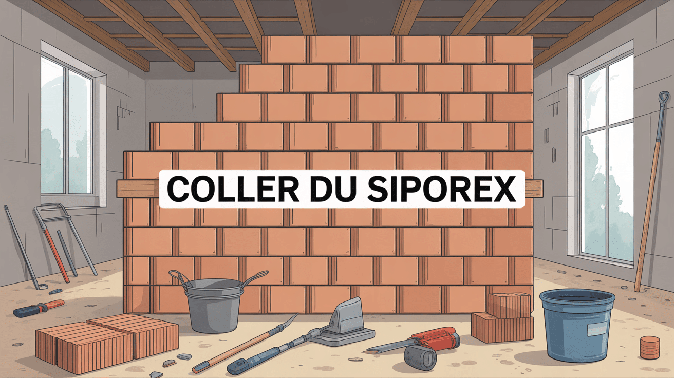illustration coller du siporex outils mur en construction