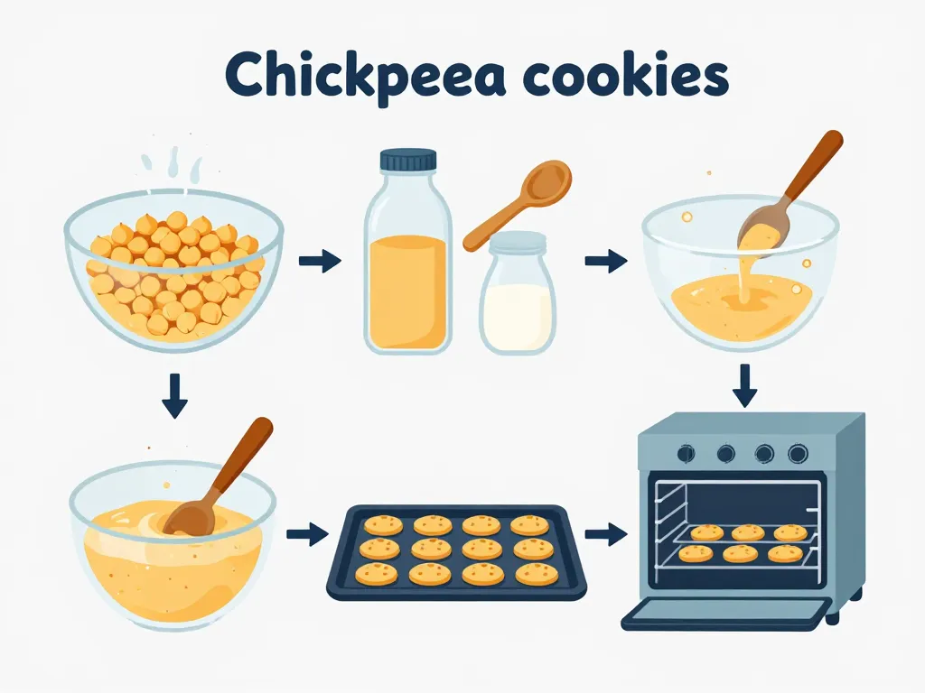 étapes préparation cookies pois chiche moelleux