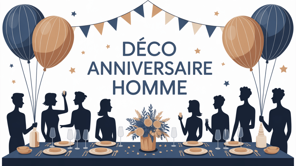 deco anniversaire homme table élégante ballons bleu or