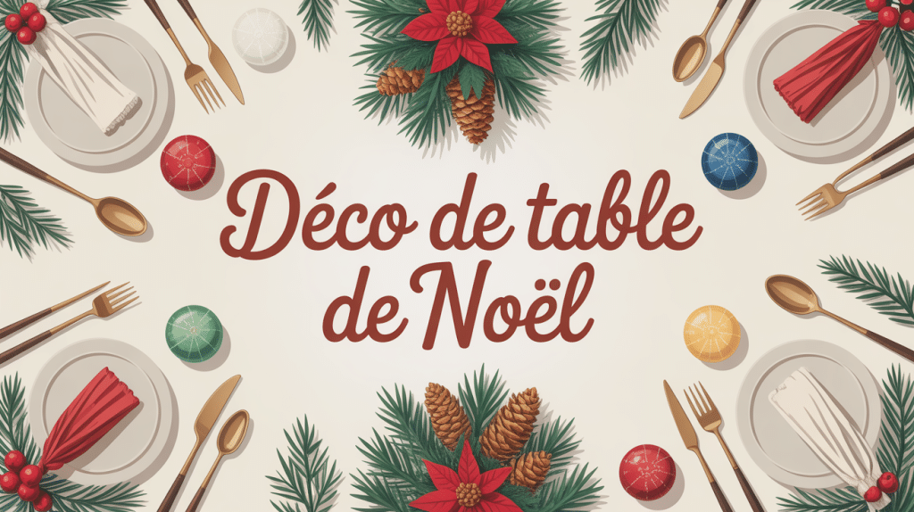 Deco table noel chaleureuse avec bougies, sapin et vaisselle élégante
