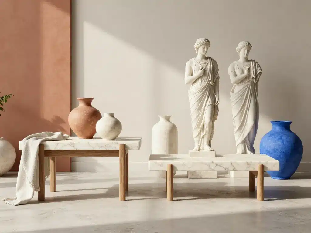 matériaux objets décoration grecque antique élégante