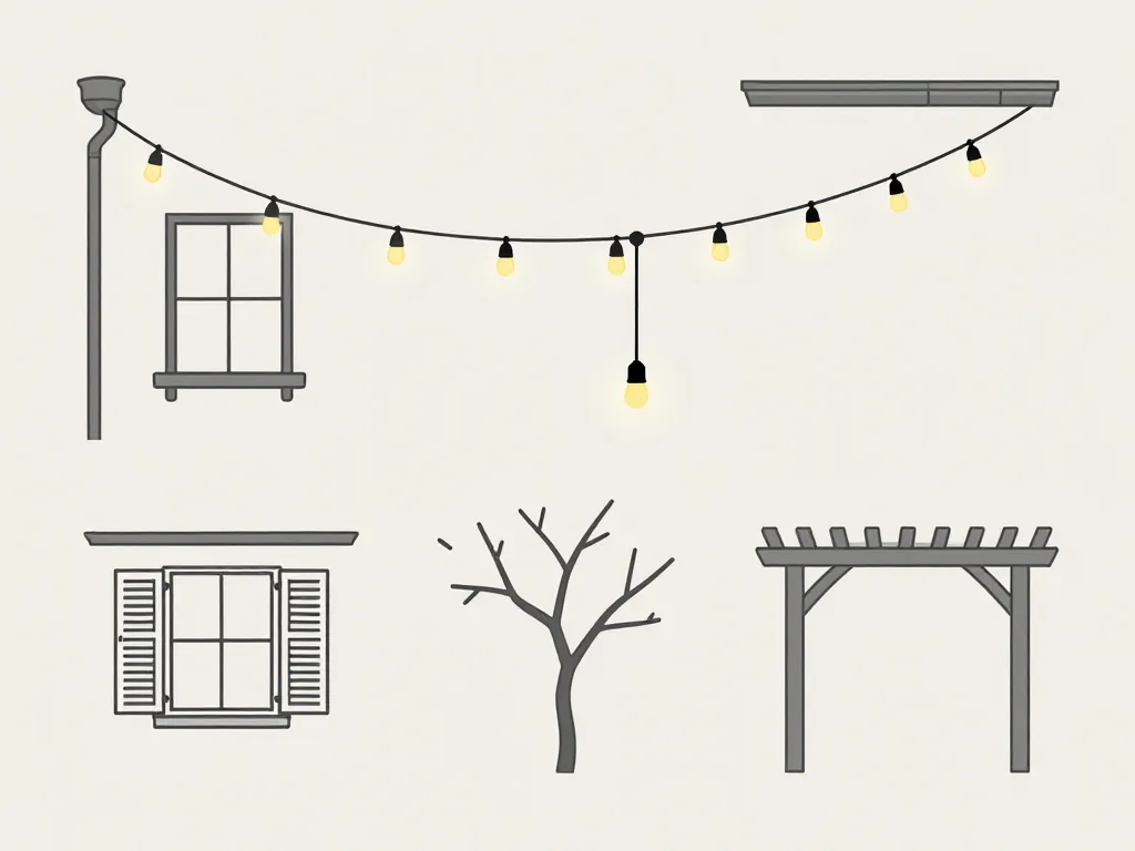 fixer guirlande extérieur sans percer sur gouttière pergola arbre