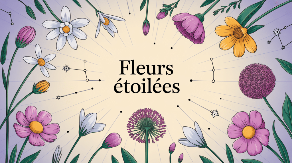 illustration vectorielle de fleurs étoilées jasmin lis allium élégante