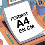 Illustration format a4 en cm sur un bureau avec fournitures