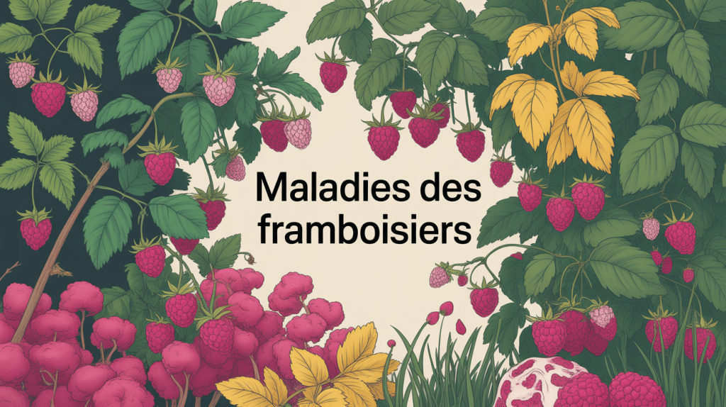 illustration vectorielle framboisiers maladies taches et prevention