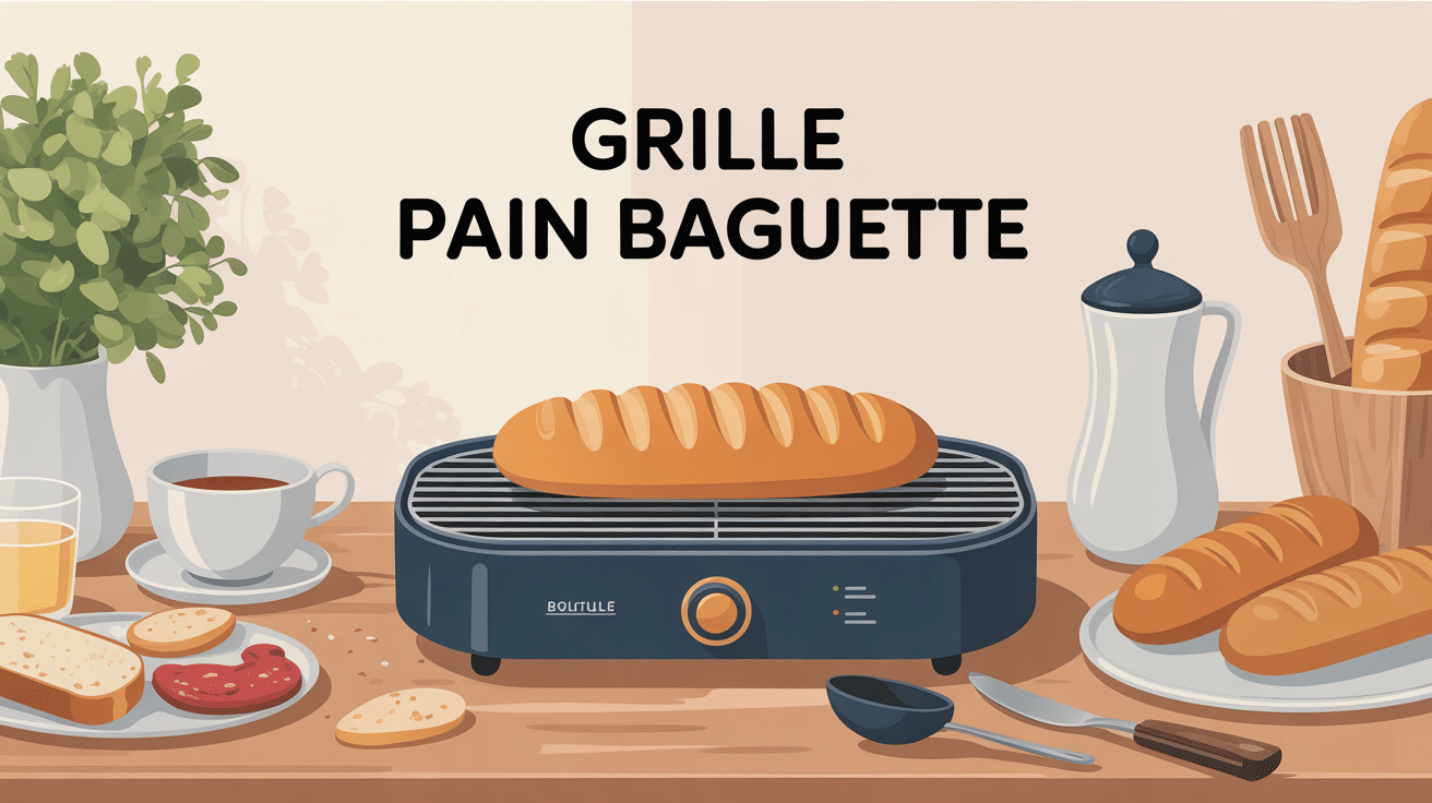 grille pain baguette sur table avec pain doré petit-déjeuner