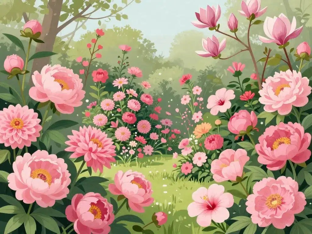 grandes fleurs roses pivoines dahlias hibiscus magnolias