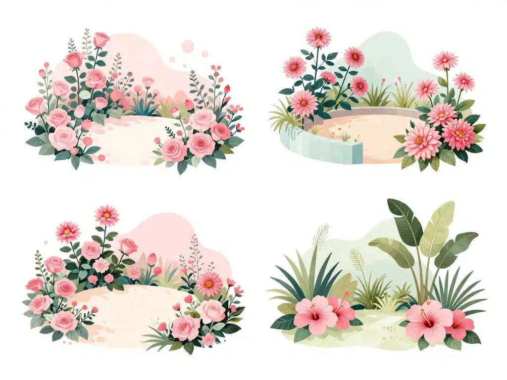 grosse fleur rose par style de jardin