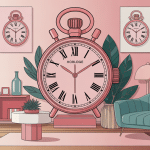 illustration horloge rose décoration intérieure