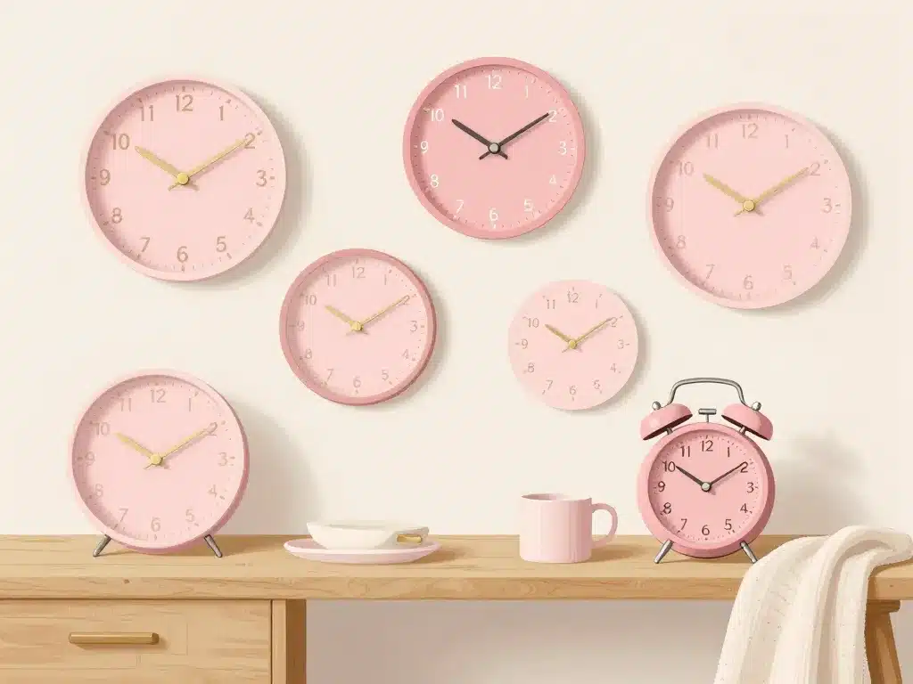 différents styles d'horloge rose dans déco