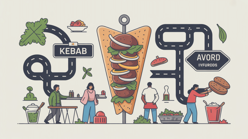 Illustration conviviale kebab avord autour de la base