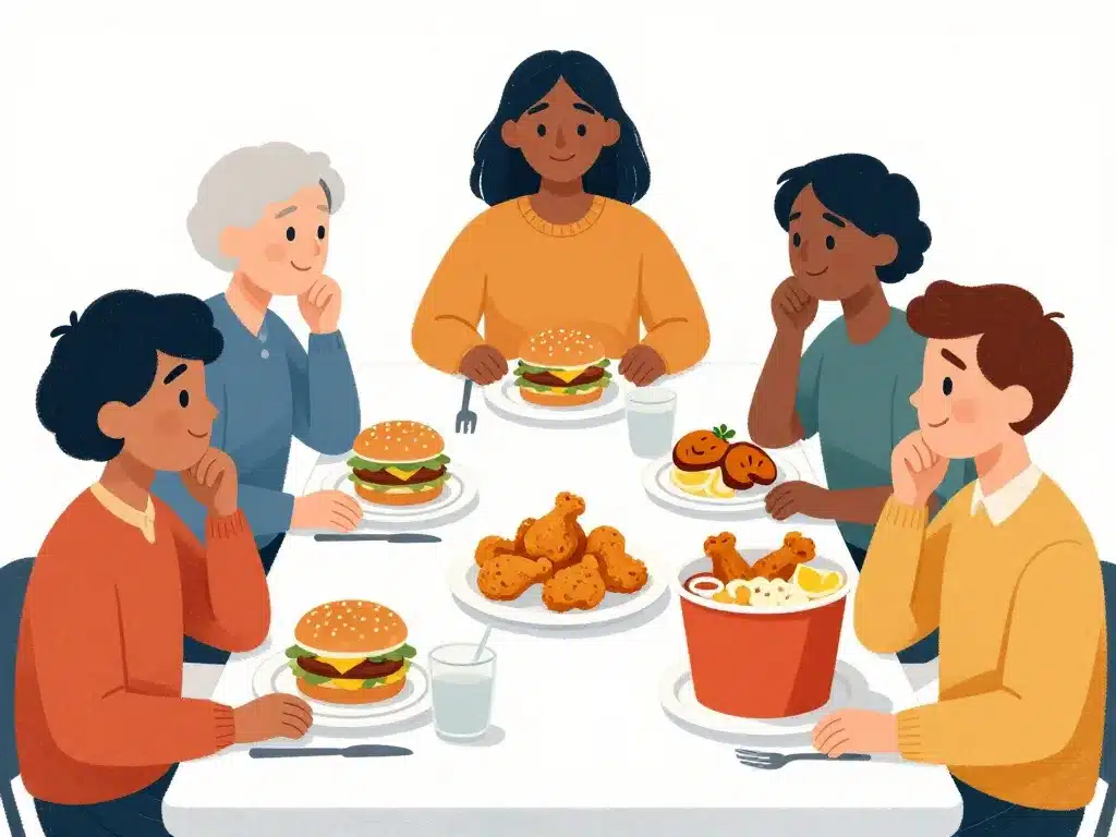 illustration personnes comparant kentucky menu prix selon budget