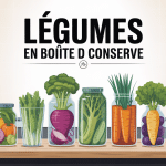 illustration legumes en boite de conserve sur table