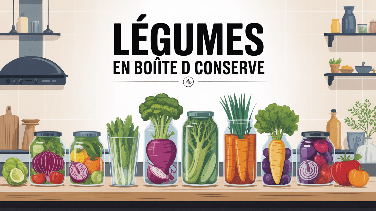 illustration legumes en boite de conserve sur table