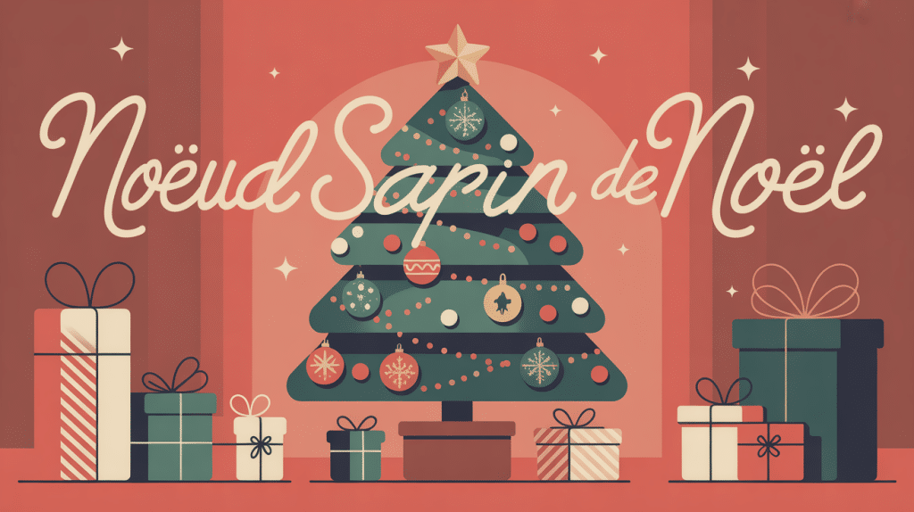 Illustration d'un noeud sapin de noel élégant au sommet