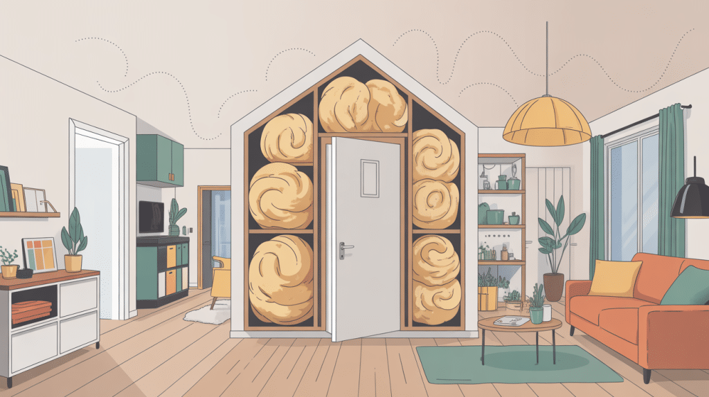 Ouate de cellulose isolation phonique illustration maison moderne