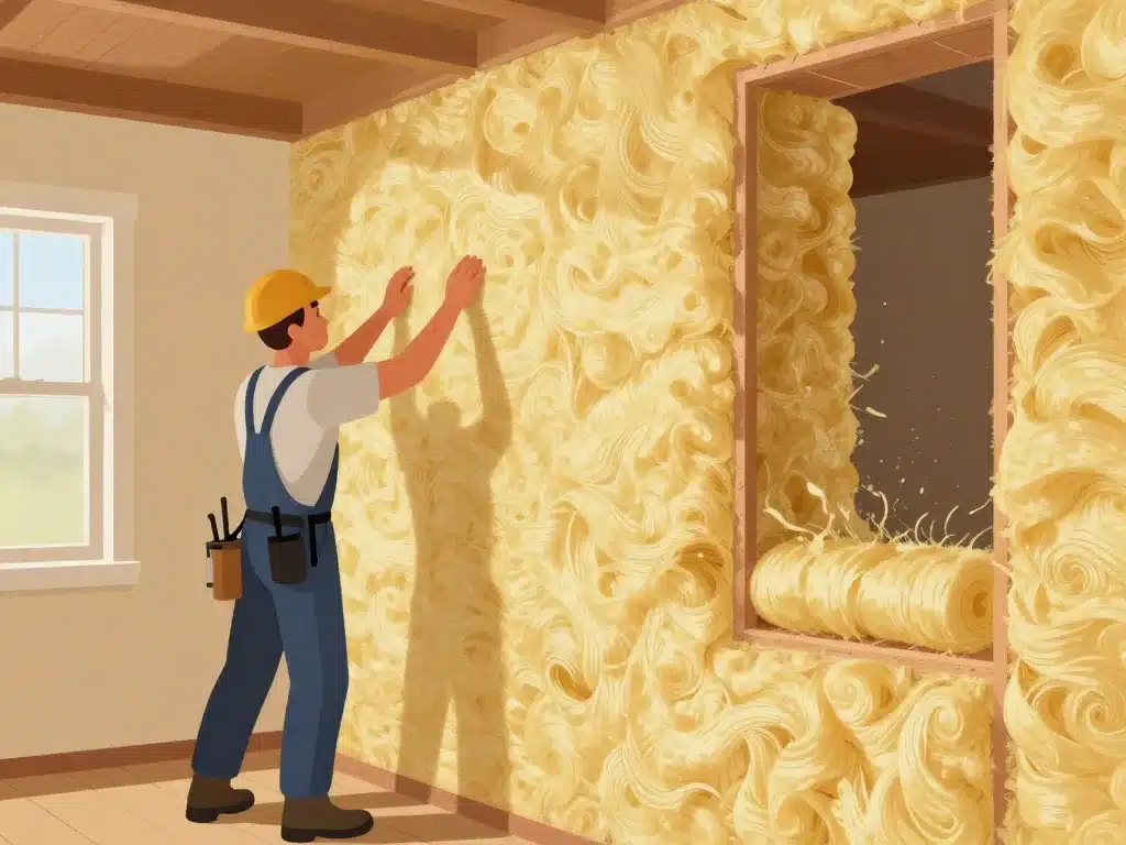 Ouate de cellulose isolation phonique installation mur maison