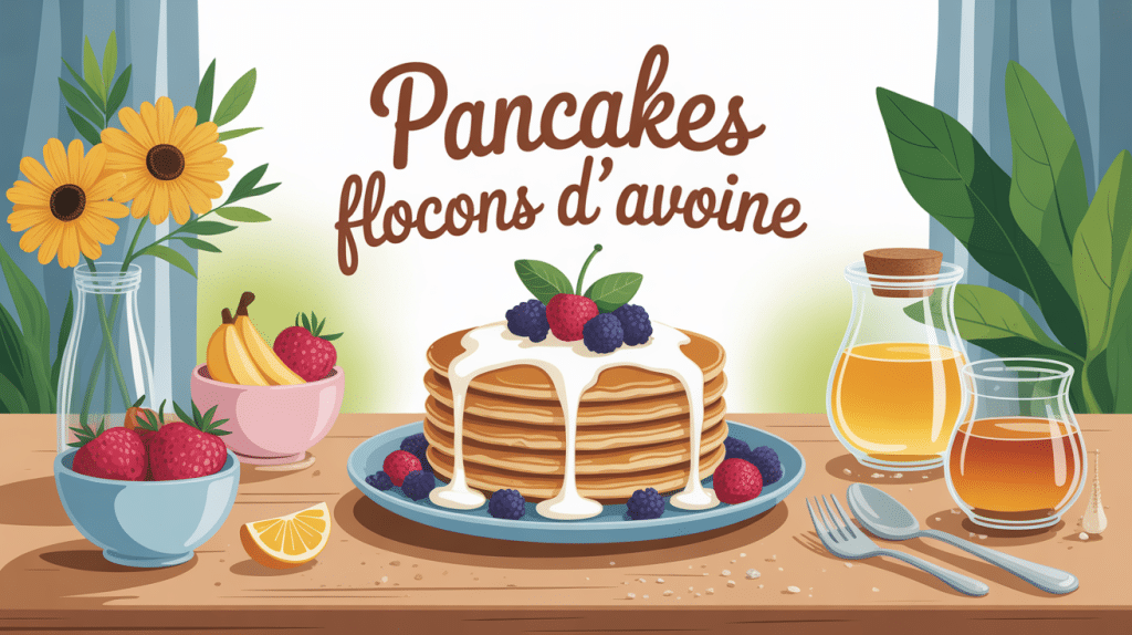 pile de pancakes flocons d avoine sur table petit déjeuner