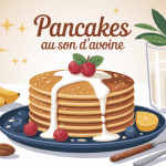 pancakes son d'avoine avec fruits frais et lait