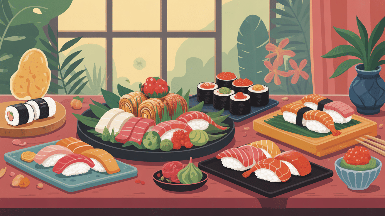 photos de traiteur nem&sushi montélier sur table conviviale