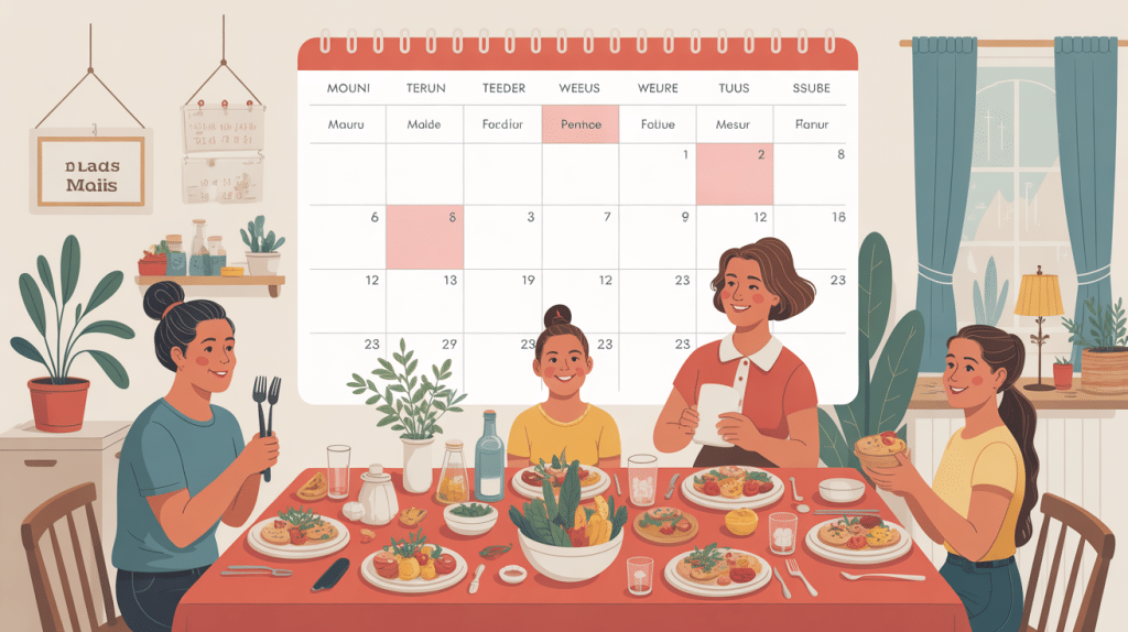 illustration organisation planning repas mois à imprimer