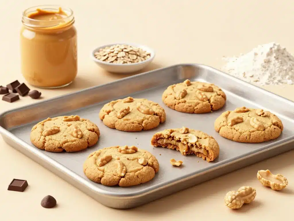 Cookies beurre de cacahuète healthy moelleux sur plaque