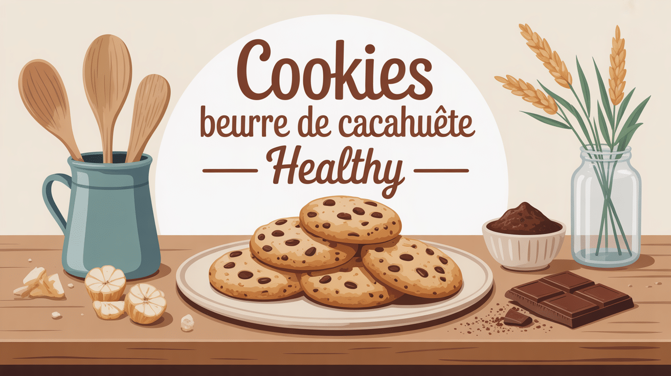 Illustration recette cookies beurre de cacahuète healthy