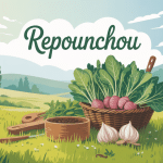 cueillette de repounchou au printemps dans un panier en osier