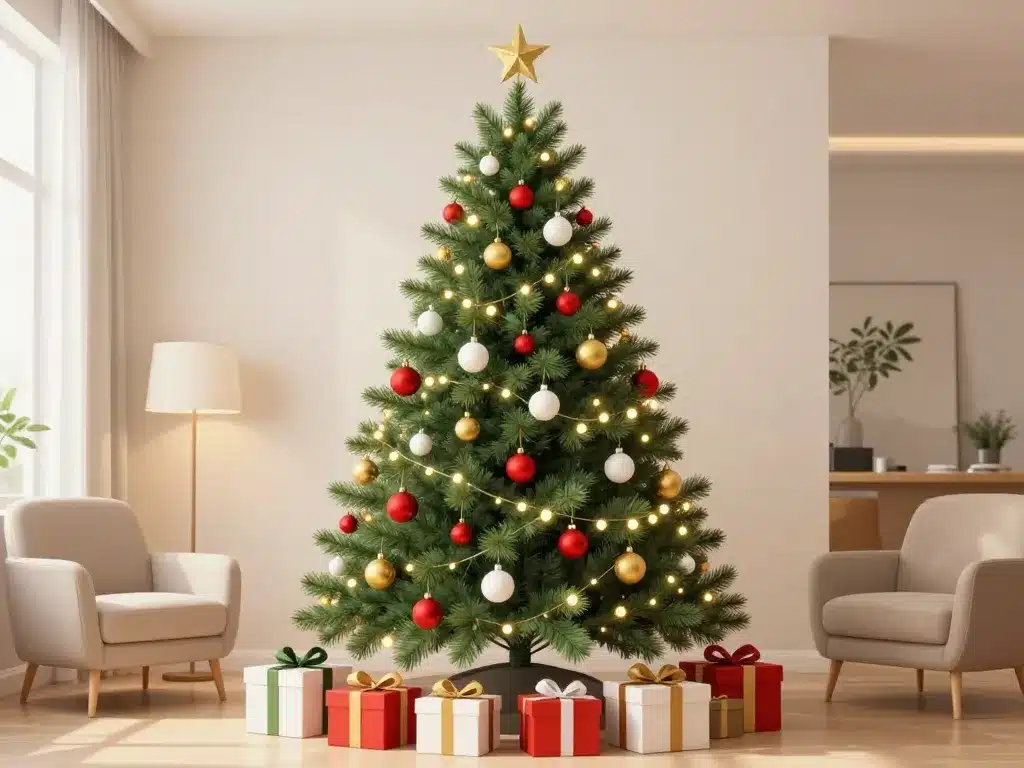 sapin decoration de noel harmonieux dans salon moderne