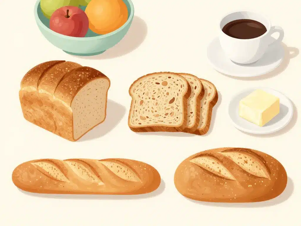 Variétés de pain pour petit déjeuner équilibré
