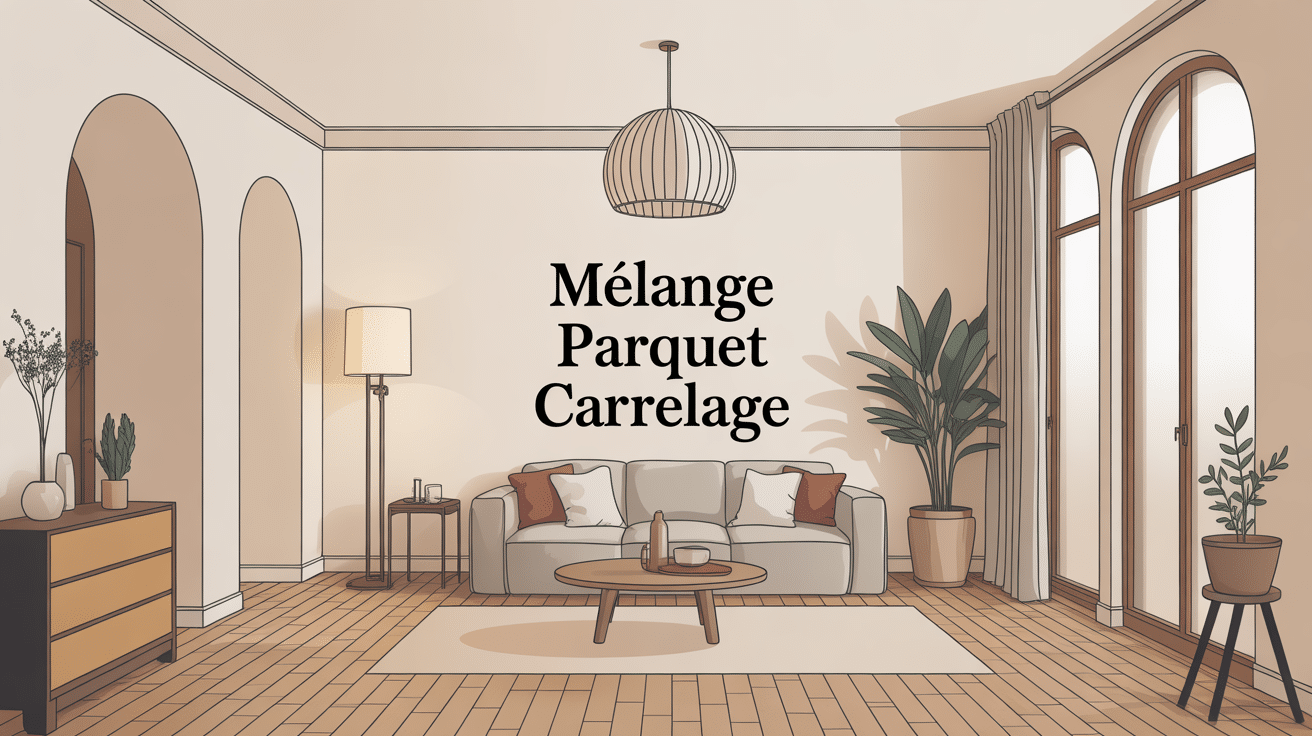 sol melange parquet et carrelage transition harmonieuse