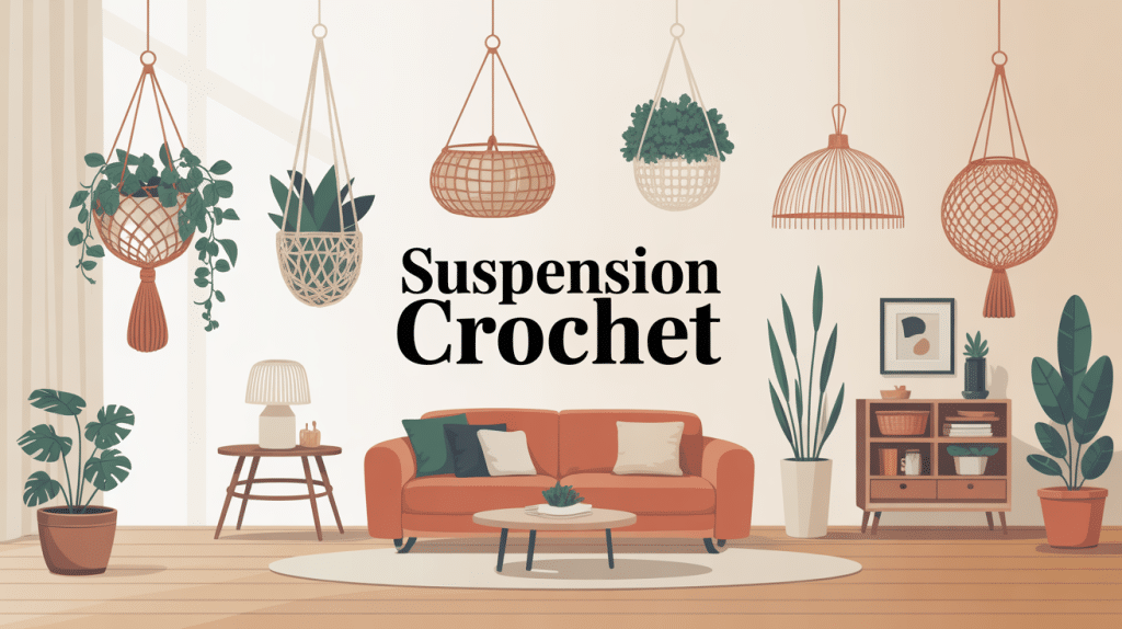 illustration suspension crochet pour plantes, luminaires et rangements