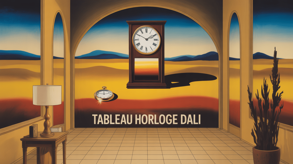 tableau horloge dali dans un intérieur élégant décor surréaliste