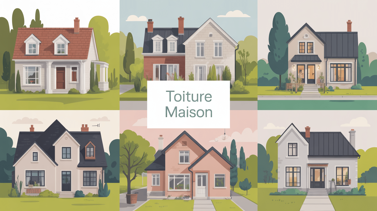 styles toiture maison tuiles ardoise zinc illustration