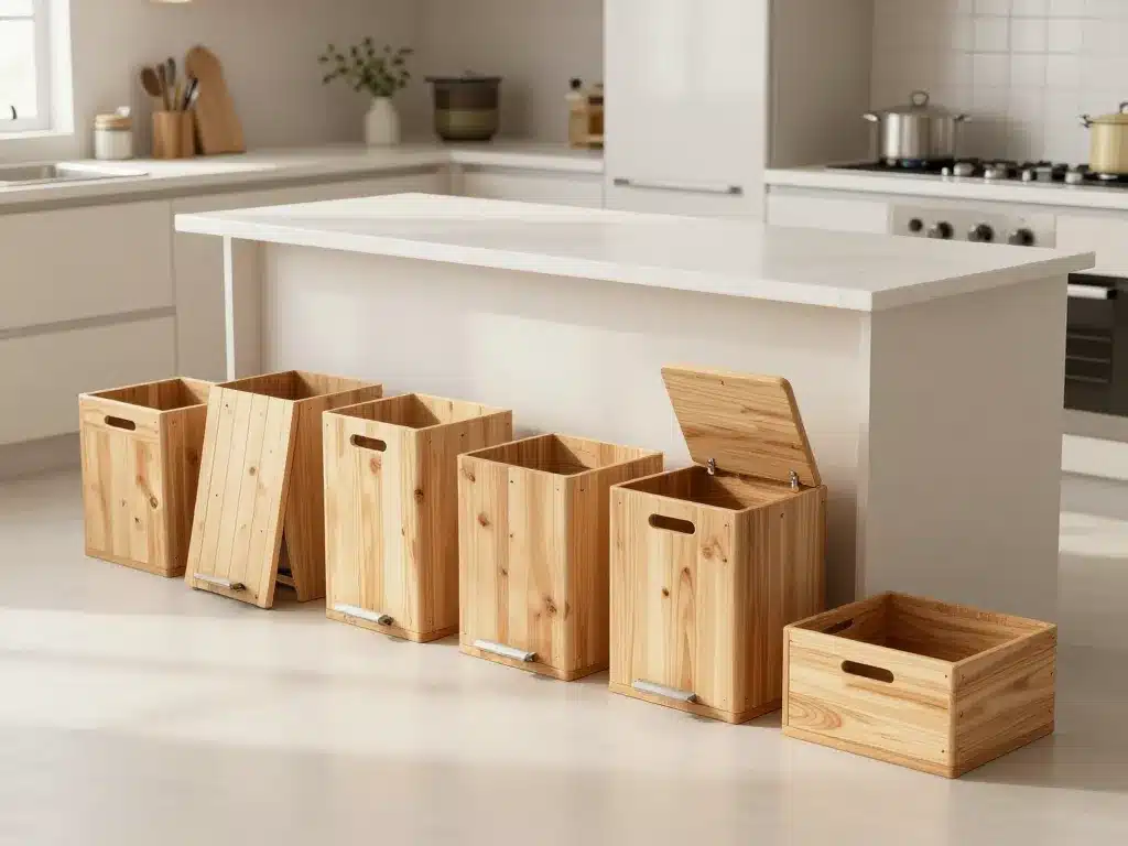 types de poubelle cuisine bois ouverture et format