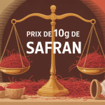 Illustration balance dorée safran 10g de safran prix
