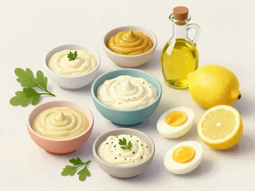 ingrédients et sauces pour oeufs durs