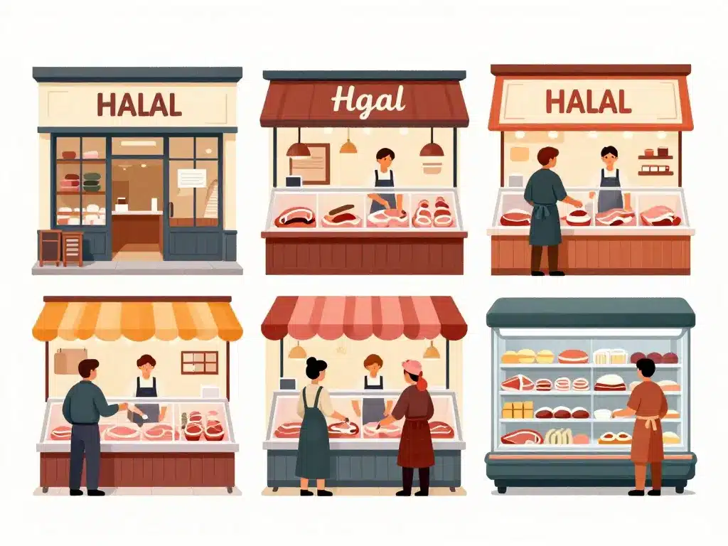 types boucheries halal saint cyprien illustration