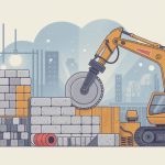 Illustration chantier pour couper du béton cellulaire avec outils