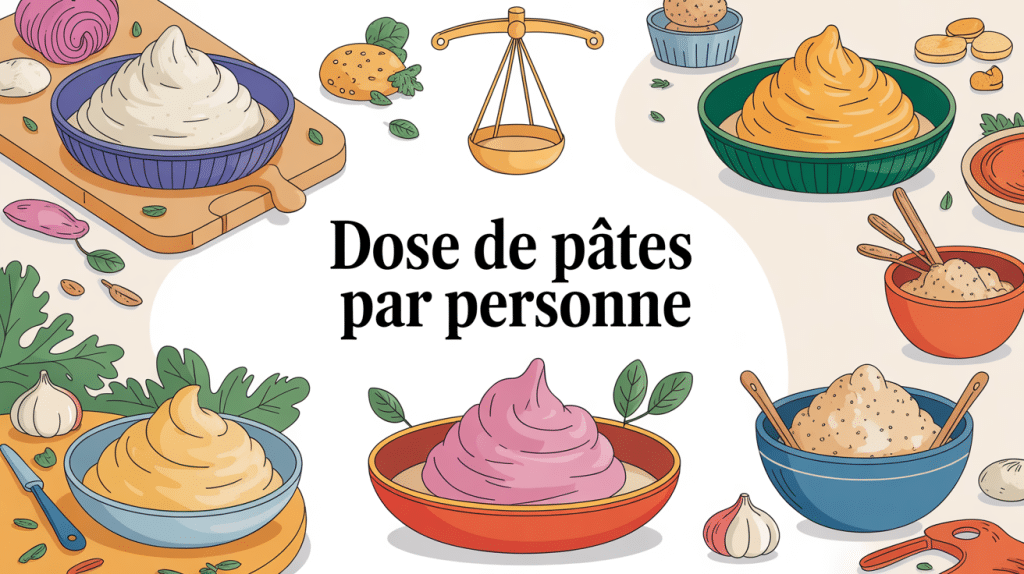 dose de pate par personne en image avec balance et ustensiles
