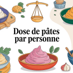 dose de pate par personne en image avec balance et ustensiles